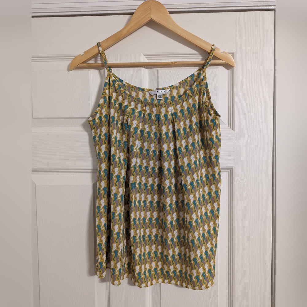 Cabi Seahorse Yellow And Teal Cami Tank Blouse Size medium